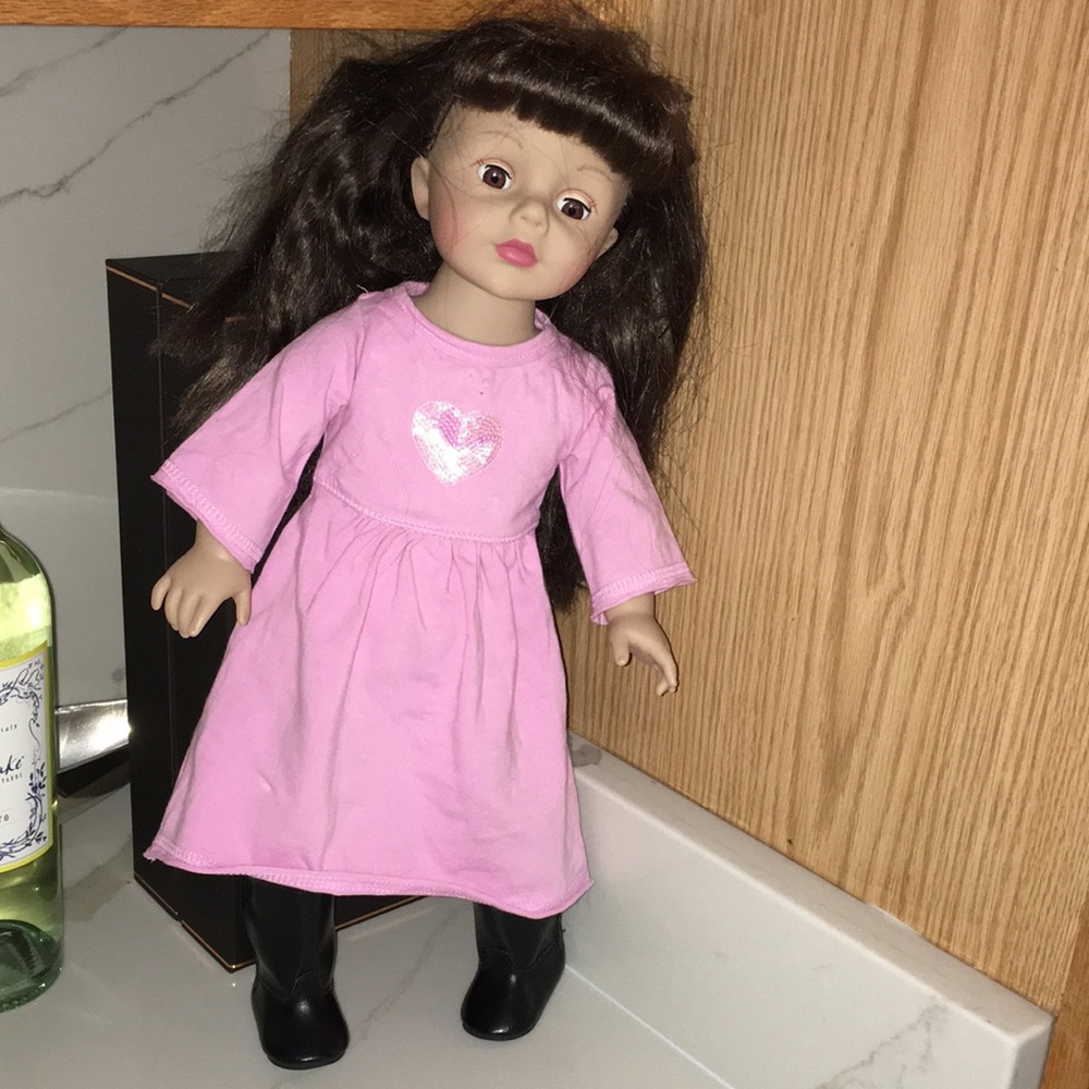 MADAME ALEXANDER EUC BROWN EYED PINK DRESS N BOOTS DOLL EXCELLENT CONDITION